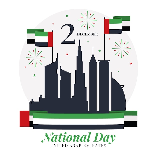 Vector platte ontwerp verenigde arabische emiraten nationale feestdag