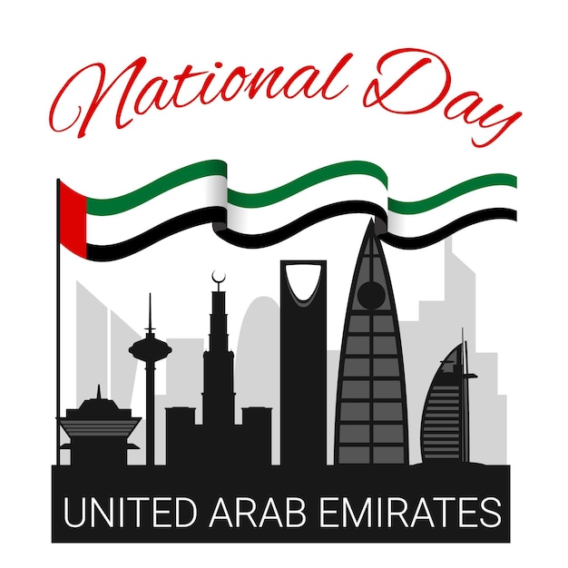 Vector platte ontwerp verenigde arabische emiraten nationale feestdag