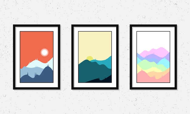 Platte ontwerp verschillende landschap illustratie collectie