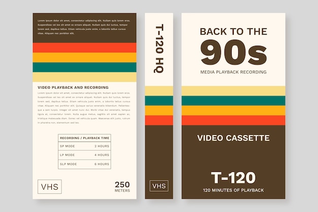 Vector platte ontwerp vhs voorbladsjabloon