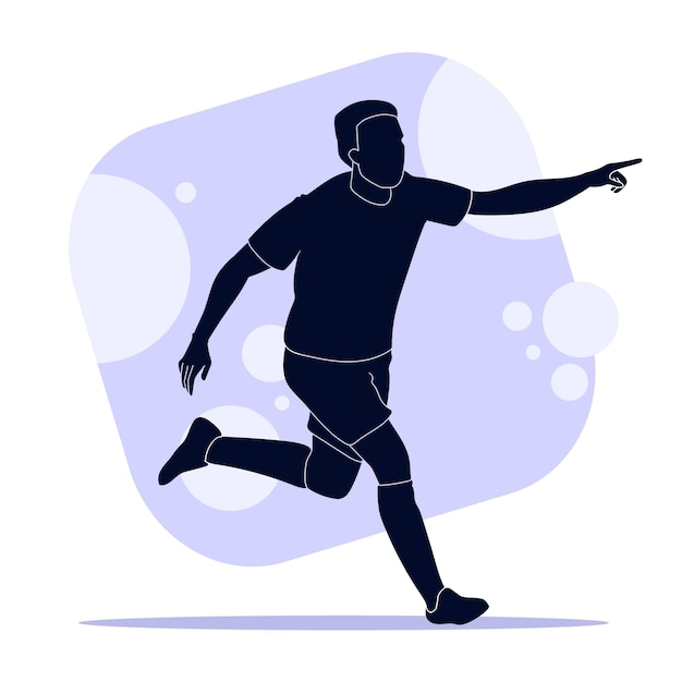 Vector platte ontwerp voetballer silhouet