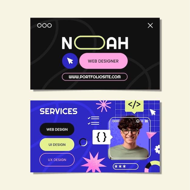Platte ontwerp webdesigner horizontaal visitekaartje