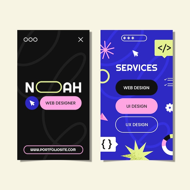 Platte ontwerp webdesigner verticaal visitekaartje