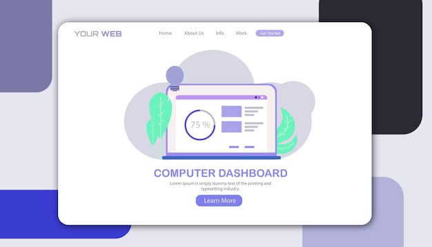 Platte ontwerp website computer dashboard vectorillustratie