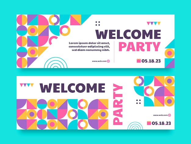 Vector platte ontwerp welkomstfeest horizontale banner