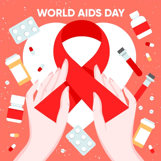 Platte ontwerp wereld aids dag