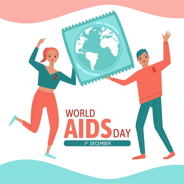 Platte ontwerp wereld aids dag