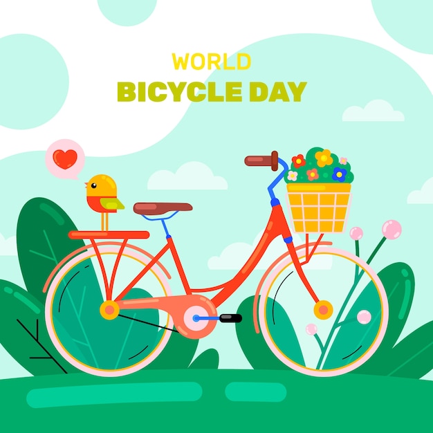 Platte ontwerp wereld fiets dag ontwerp illustratie