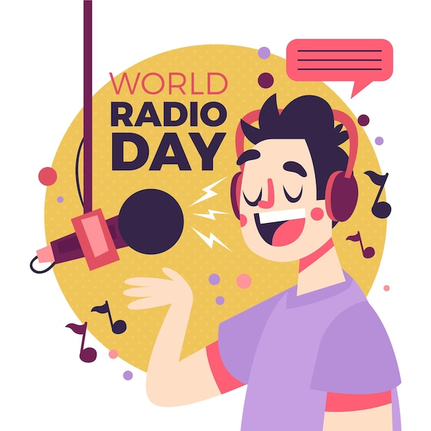 Vector platte ontwerp wereld radio dag illustratie