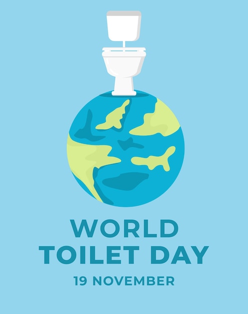 Platte ontwerp wereld toilet dag verticale banner illustratie