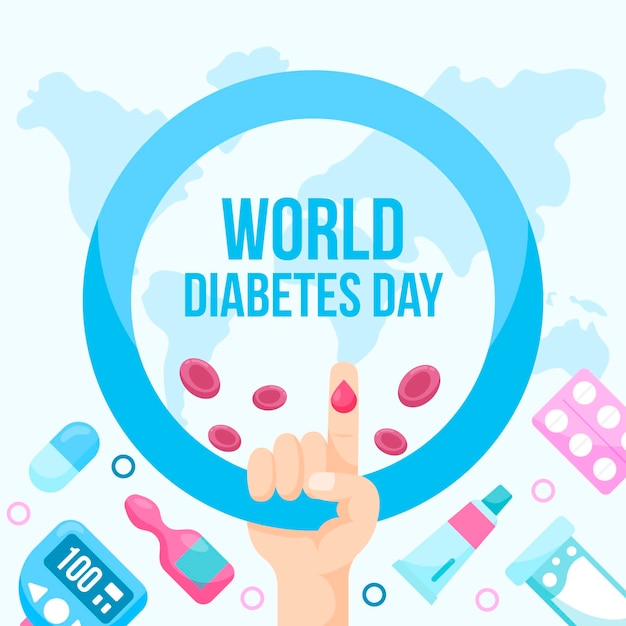 Platte ontwerp werelddag voor diabetes