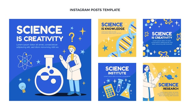 Vector platte ontwerp wetenschap instagram posts