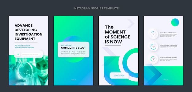 Vector platte ontwerp wetenschap instagram verhalen sjabloon