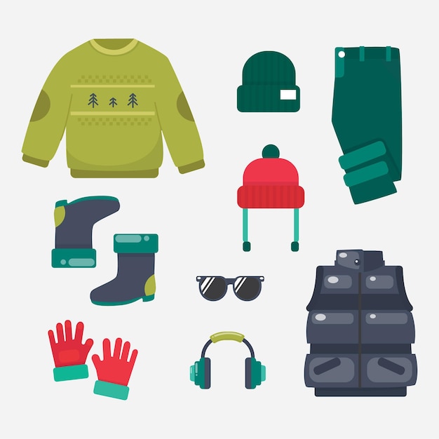 Platte ontwerp winterkleren pack