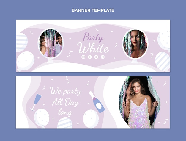 Vector platte ontwerp witte partij horizontale banners