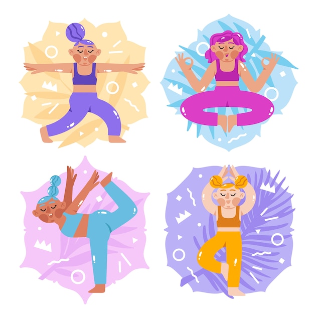 Platte ontwerp yoga stickers set