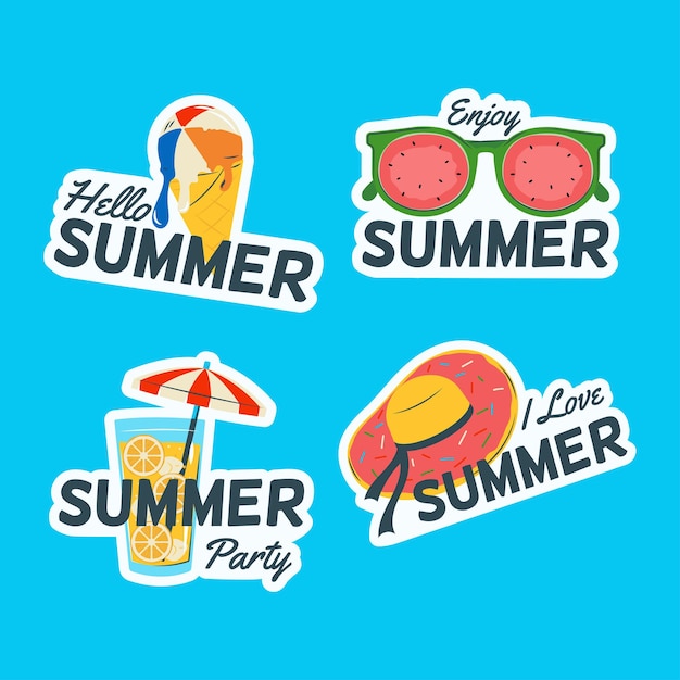 Platte ontwerp zomer sticker collectie