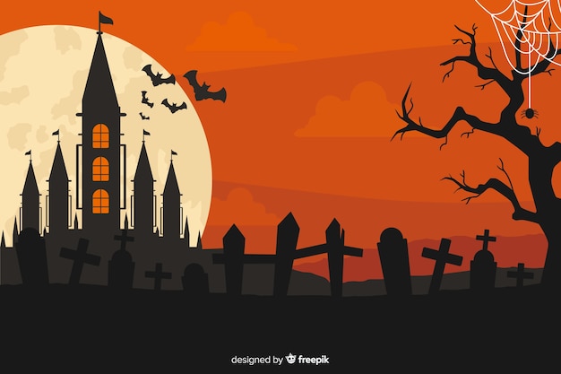 Platte ontwerpachtergrond voor halloween