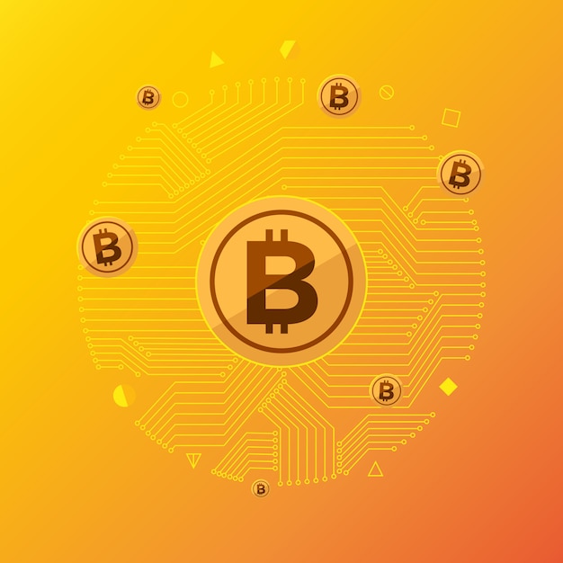 Platte ontwerpconcept bitcoin cryptocurrency