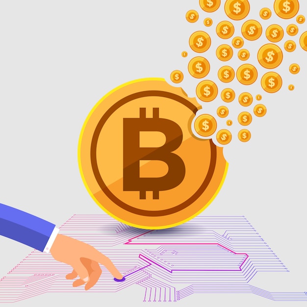 Platte ontwerpconcept bitcoin cryptocurrency