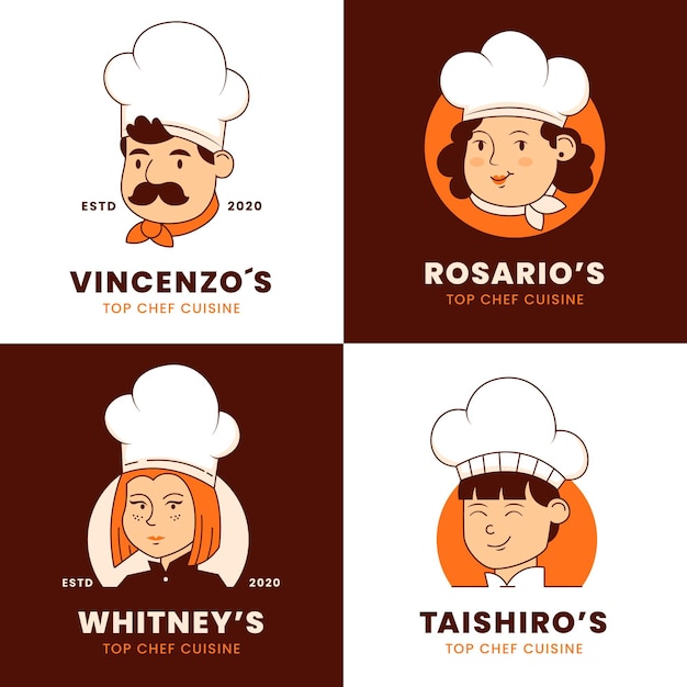 Platte ontwerpsjablonen chef-kok logo
