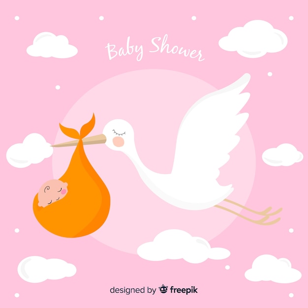 Platte ooievaar baby shower kaarten collectie