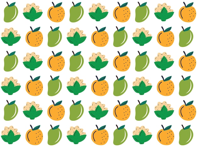Platte organische doodle patroon achtergrond. Groenten en fruit naadloze patroon achtergrond.