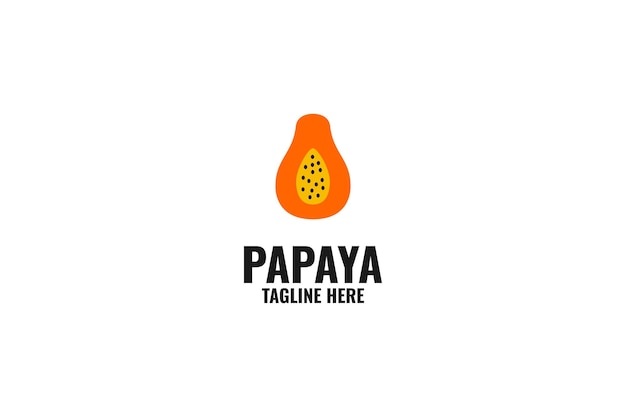 Platte papaya logo ontwerp vector illustratie idee