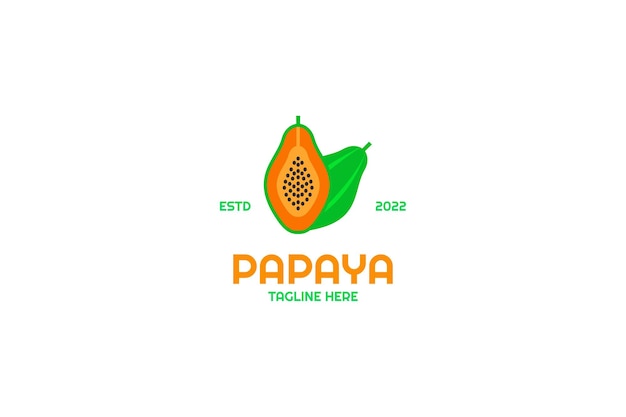 Platte papaya logo ontwerp vector illustratie idee