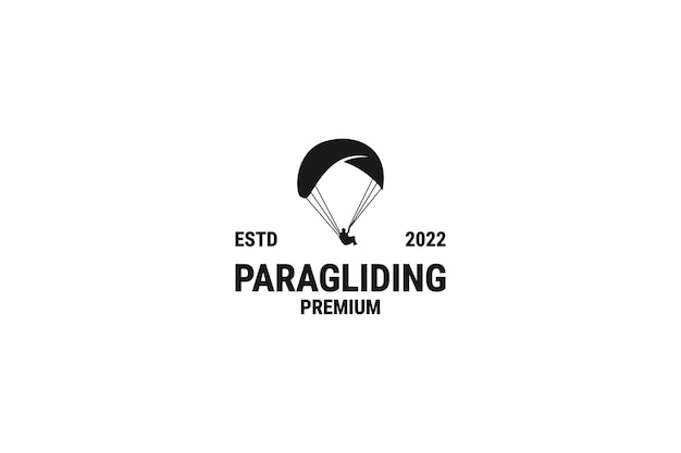 Platte paragliding logo ontwerp sjabloon illustratie