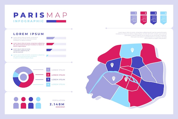 Vector platte parijs kaart infographics