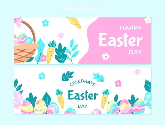 Vector platte pasen horizontale banners set