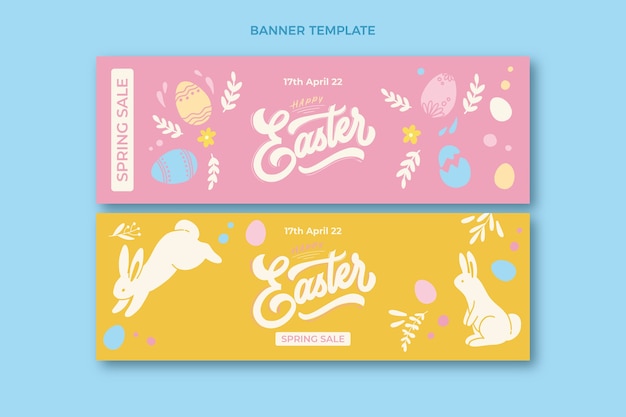 Vector platte pasen horizontale banners set