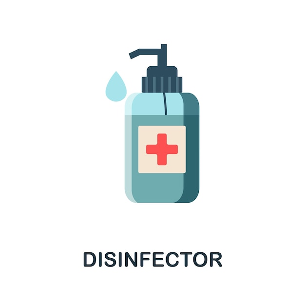 Platte pictogram desinfector Gekleurd bord uit desinfectiecollectie Creative Disinfector-pictogramillustratie voor webdesign-infographics en meer