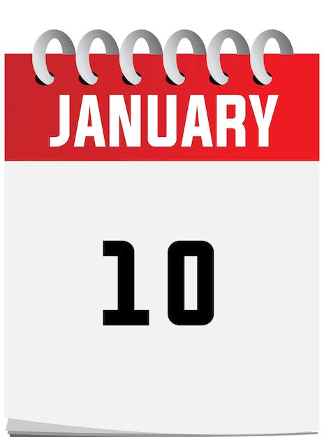 Platte pictogram kalender 10 januari geïsoleerd op witte achtergrond. kan veranderen.