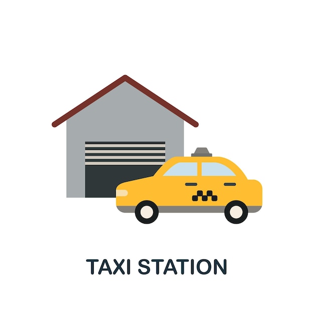 Platte pictogram taxistation Gekleurd bord uit de collectie van kleine bedrijven Creative Taxi Station-pictogramillustratie voor webdesign-infographics en meer