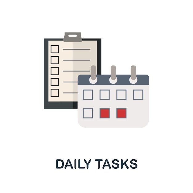 Platte pictogram van dagelijkse taken Gekleurd bord uit productiviteitscollectie Creative Daily Tasks-pictogramillustratie voor webdesign-infographics en meer