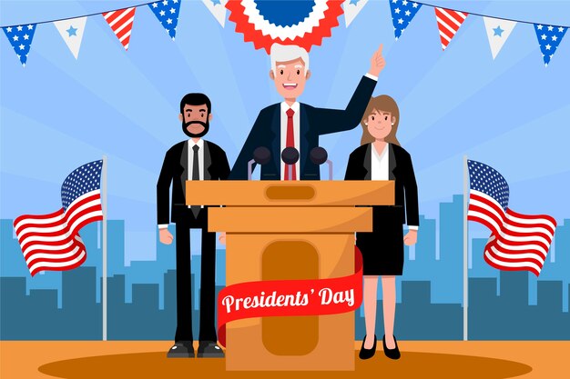 Platte presidenten dag illustratie