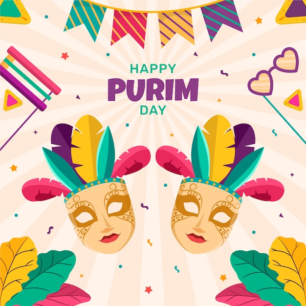 Vector platte purim illustratie