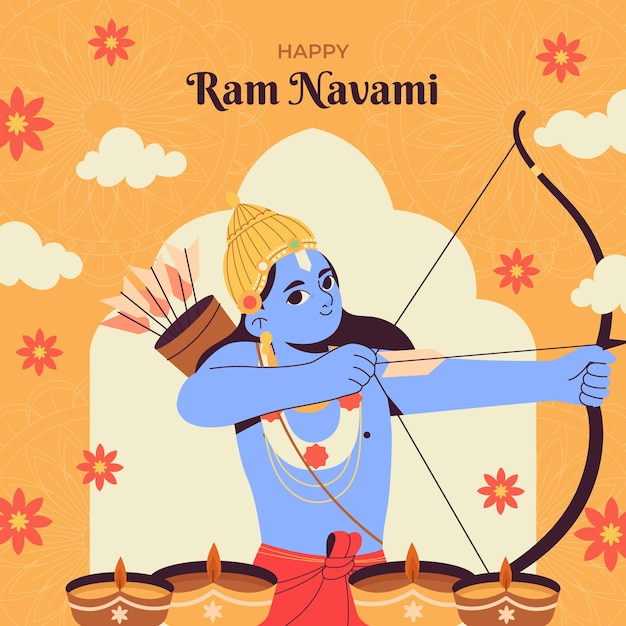 Vector platte ram navami illustratie