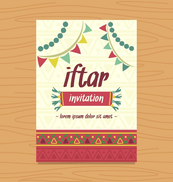 Platte ramadan iftar uitnodiging poster sjabloon