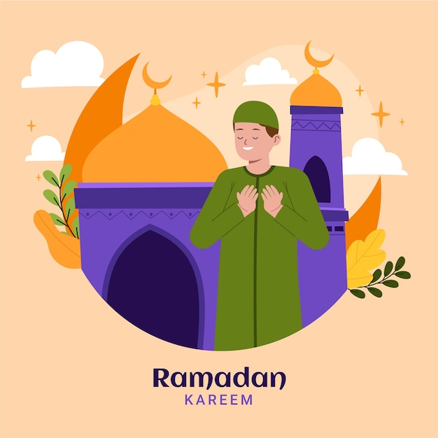 Platte ramadan illustratie