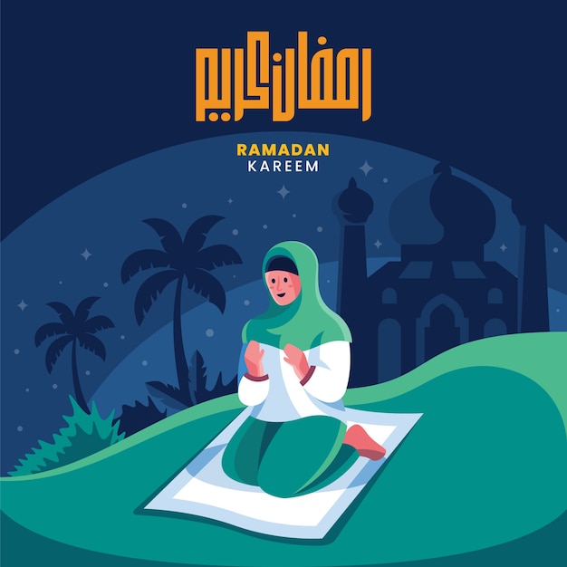 Platte ramadan illustratie