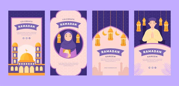 Vector platte ramadan instagram verhalencollectie