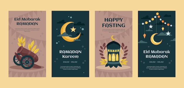 Vector platte ramadan instagram verhalencollectie