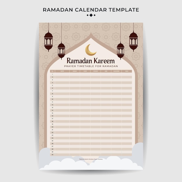 Platte ramadan kalender ontwerpsjabloon