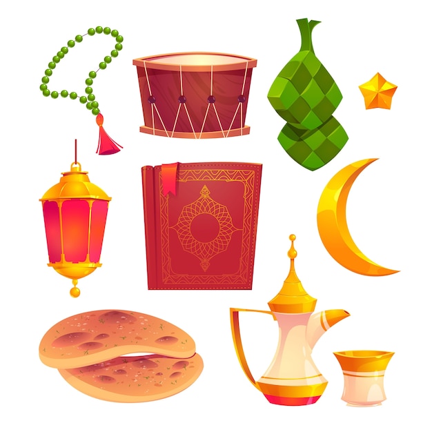 Vector platte ramadan kareem elementenverzameling