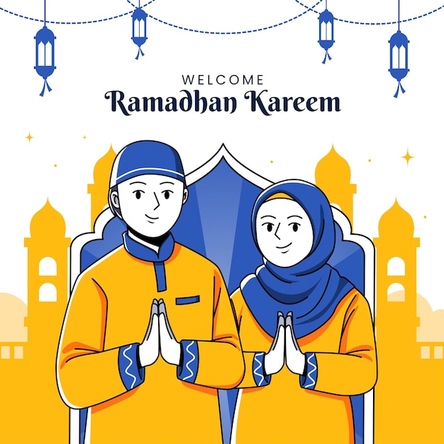 Platte ramadan kareem illustratie