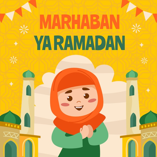 Platte ramadan kinderillustratie