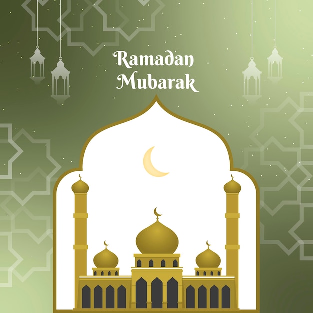 Platte Ramadan Mubarak-achtergrondillustratie